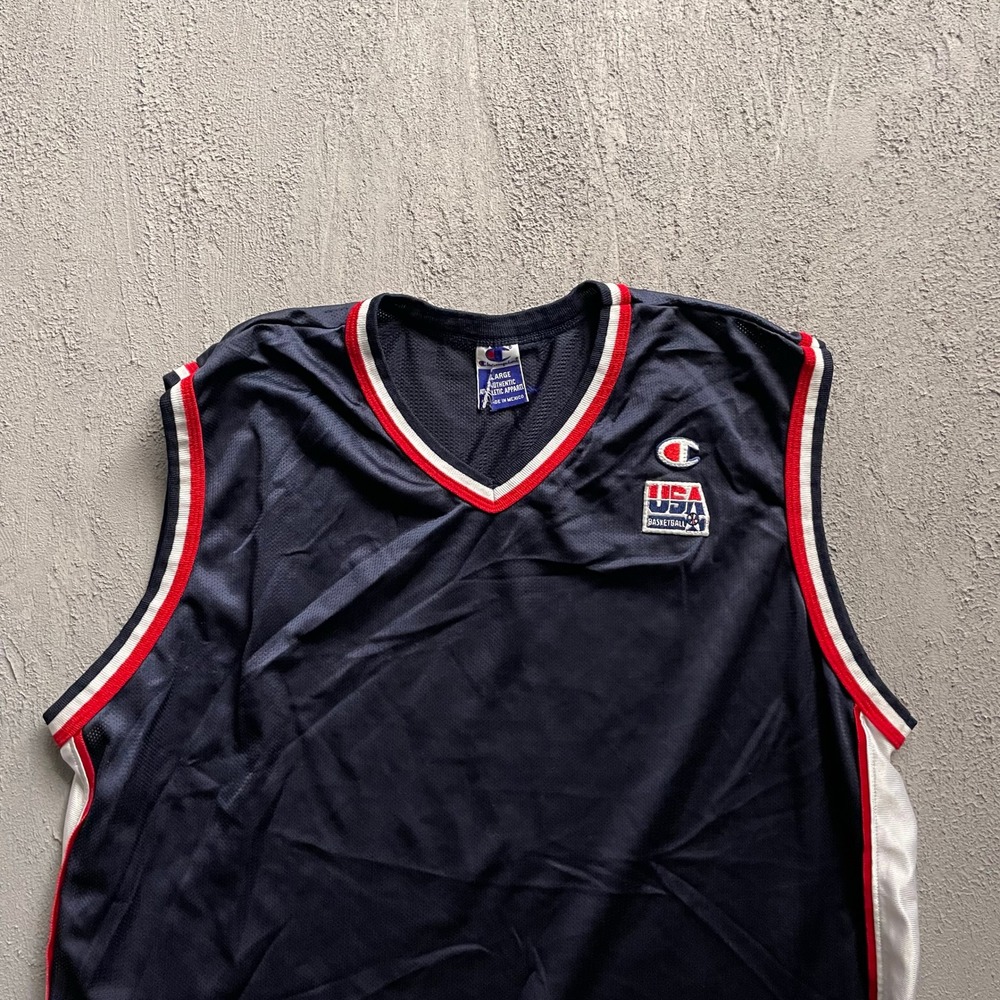 Vintage USA Basketball Jersey Men Large Navy Blue 90s Champion